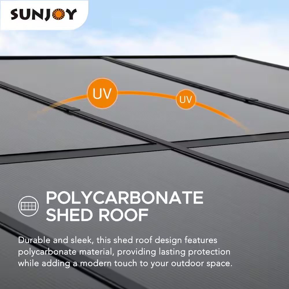 10 Ft. X 12 Ft. Polycarbonate Roof Wall-Mounted Pergola Aluminum and Metal Frame Lean to Gazebo with Curtain and Netting