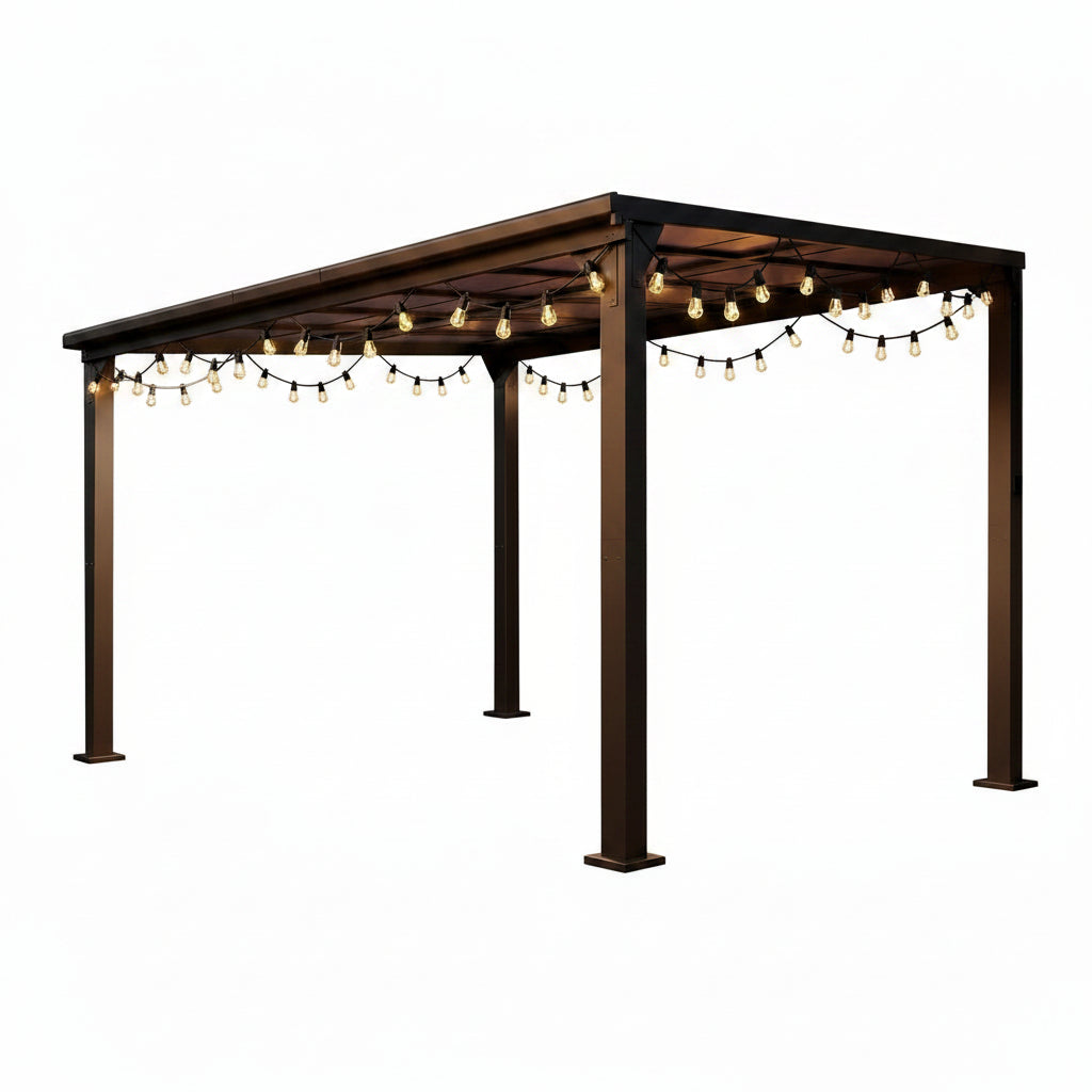 10 * 12FT Pergola,4 * 5 Inch Thickened Pillars & Enlarged Base,Outdoor Hardtop Lean to Gazebo,Wall Mounted Pergola,Pergolas Gazebos Clearance,Aluminum Frame Pergola,Uv Resistant Patio Roof