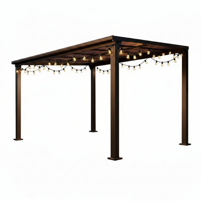 10 * 12FT Pergola,4 * 5 Inch Thickened Pillars & Enlarged Base,Outdoor Hardtop Lean to Gazebo,Wall Mounted Pergola,Pergolas Gazebos Clearance,Aluminum Frame Pergola,Uv Resistant Patio Roof