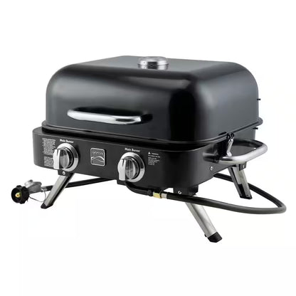 2-Burner Retro Portable Propane Gas Grill in Black