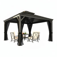 Aluminum Hardtop Gazebo Built for Year-Round Use, 12x12 Double Roof, Mosquito Netting, Rust-Resistant Frame