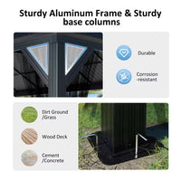 12 Ft. W X 12 Ft. D Aluminum Hardtop Gazebo with Galvanized Double Roof and Textilene Netting